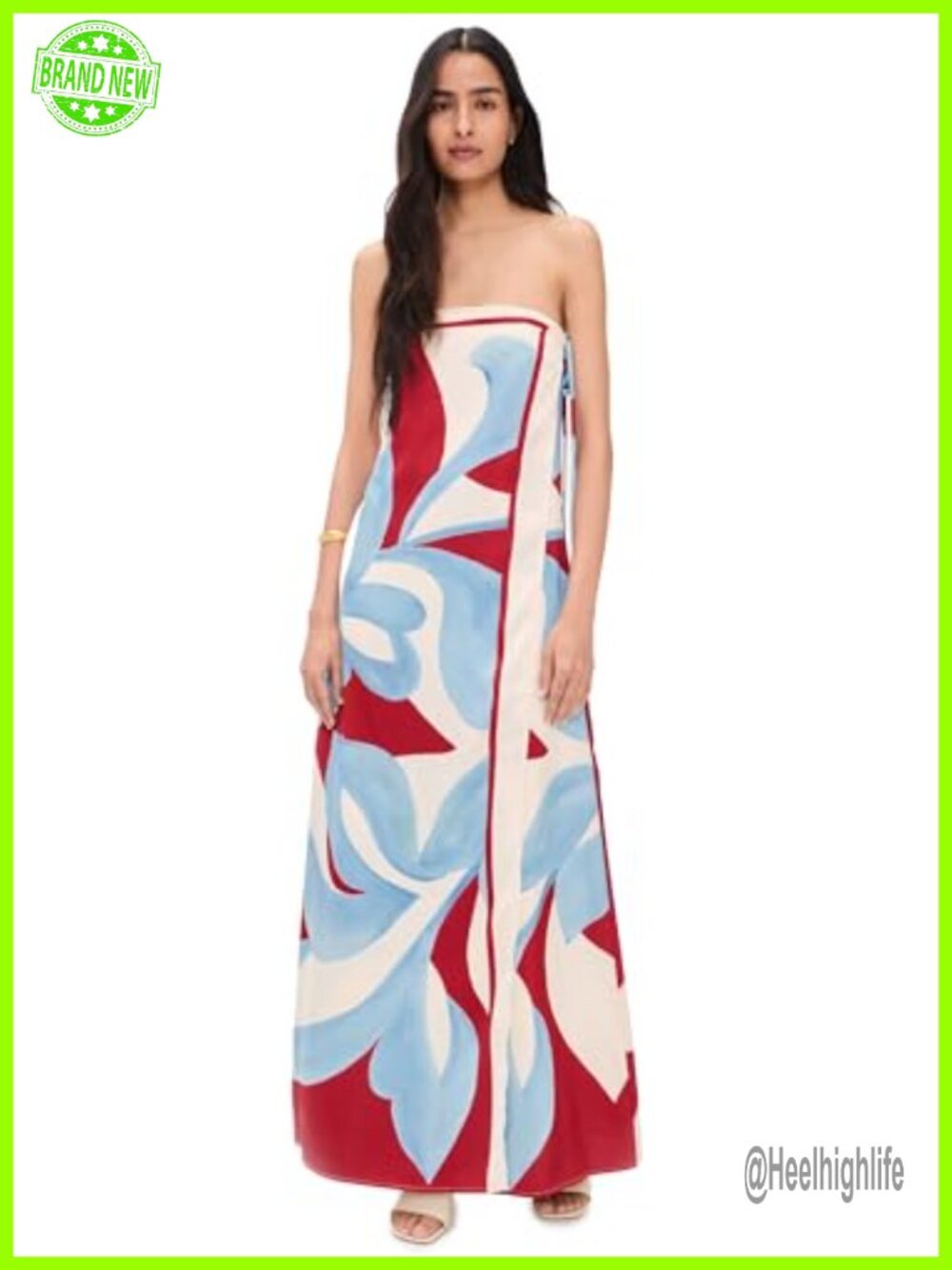 Strapless Satin Maxi Dress Floral Sleeveless Wrap Formal